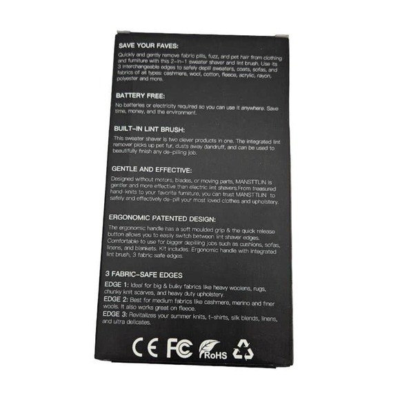 Fabric Shaver/Lint Brush, Battery-Free Lint Remover Fabric Safe Edges, Blue - Picture 3 of 6